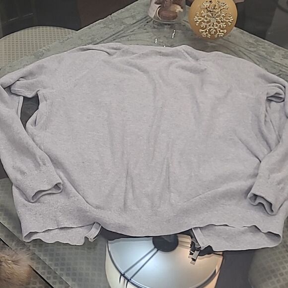 NORDSTORM Cashmere Blend Light Gray Chunky Zip Up XL Sweater - Picture 4 of 6